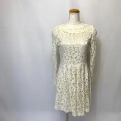 レース　長袖　ワンピース　フォーマル　セレモニー　総レース　オフホワイト