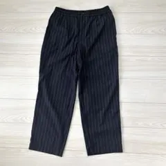 GU　ジーユー　ストライプワイドイージーパンツ　ネイビー　サイズM