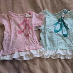 バレエシューズデザインTシャツ2枚セット