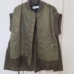 ヤマダヤ　ブティークオーディナリー オリーブ ジップアップベスト