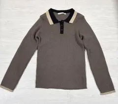【試着のみ】ブラウン ポロニット　ポロセーター　長袖　Lサイズ　茶色