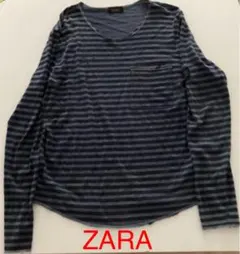 ZARA MEN SPORTS MODOボーダー ダメージ加工 ロンT トップス