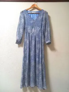 【未使用品】archives 花柄シャーリング長袖ワンピース　フリーサイズ