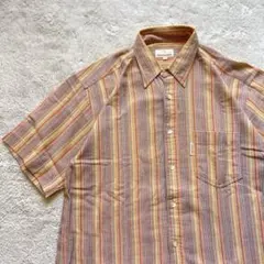 90s vintage レトロ古着　ストライプ　シャツ　半袖　マルチカラー