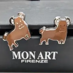 mac219 MONART モンアート カフス シルバー×ブラウンカウ/牛 伊製