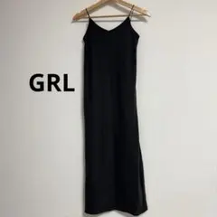 美品 GRL キャミワンピ ロング グレー S スリット 細見え シンプル