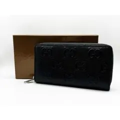 GUCCI ラウンドファスナー 長財布 GGエンボスレザー 625558 黒