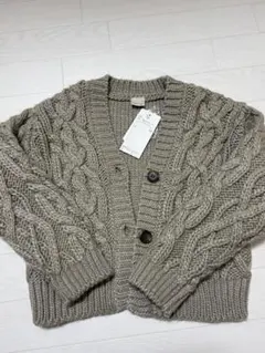 Petit main ケーブルニットカーディガン Lサイズ グレー