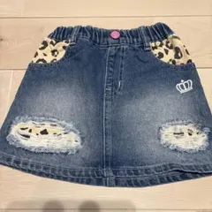 Baby Doll デニムスカート ヒョウ柄