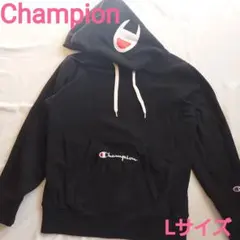 レア☆美品☆チャンピオン Championフードビッグロゴパーカー L 黒