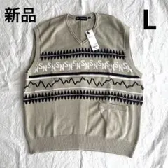 新品 GU UNDERCOVER Vネックベスト Lサイズ　ベージュ　ベスト