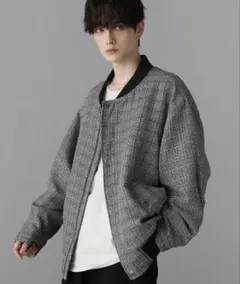 総柄ツイードリラクシングMA-1 ETELIO M ブラック