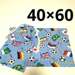 ハンドメイド　給食袋　ランチョンマット　入学　セット　男の子　青　40×60 ③