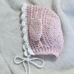 늘어진 귀가 달린 아기 모자, 프릴 보닛, 수제 뜨개질