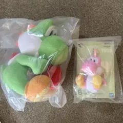 一番くじ ヨッシー Ａ ぬいぐるみ with りんご Ｂ マスコット ピンク