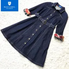 ✨美品✨クレストブリッジ❣️デニムシャツワンピース　38　ベルト　Aライン