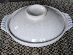 中古土鍋おでん鍋　昭和レトロ 銀峯特殊耐熱陶器 貫入 10号 4-5人用 萬古焼のサムネイル