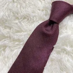 【美品】ダンヒル ネクタイ ボルドー ドット柄 シルク 7.7cm