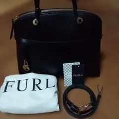 フルラ 2WAY ショルダー ハンドバッグ レザー パイパー ブラック