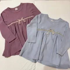 プティマイン　長袖　カットソー　チュニック　2枚セット　双子　100