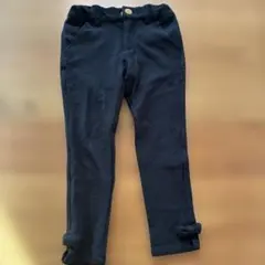 110センkate spade 黒 ロングパンツ 裾リボン付き