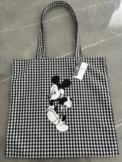【新品未使用・タグ付き】ミッキー ギンガムチェック トートバッグ