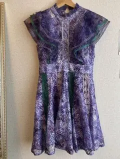 フリル袖 紫色ドレス