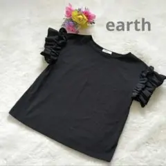 earth music&ecology フリル袖 ブラック Tシャツ レース