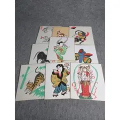 大津絵 肉筆】人物・鬼・武者図 9枚揃い／解説書・袋付 民芸 - メルカリ