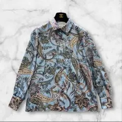 【極美品】ロシャスプルミエール　レリアン　ブルー　ペイズリー　総柄　長袖シャツのサムネイル