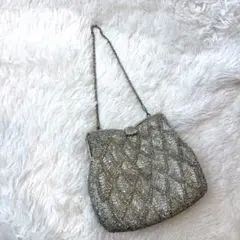 ビーズ刺繍 パーティーバッグ ビジュー　昭和レトロ　アンティーク　結婚式