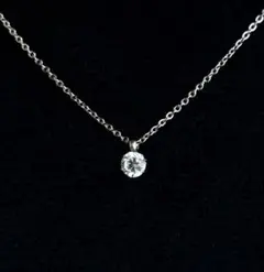 ジルコニア シンプル 一粒ダイヤ ネックレス 金属アレルギー対応 シルバー