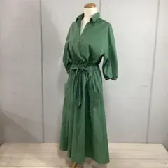 4.13◎A605◎エルーラ◎シャツワンピース◎グリーン◎ウエスト紐付き