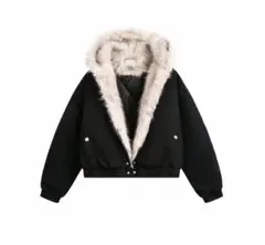 ファー付きフード 短丈ファー fur foodie jacket opium - メルカリ