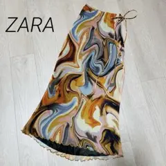 ZARA ザラ　総柄ロングスカート マルチカラー 個性的　美品✨