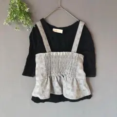 コルザ［M］極美品　ショート丈　ビスチェ　ギャザー　フレア　チェック　レイヤード