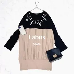 ラバス/長袖チュニックワンピース/ドルマンスリーブ/バイカラー/切替/ビジュー付のサムネイル