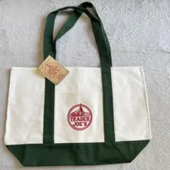 TRADER JOE'S トートバッグ アイボリー/グリーン　大容量