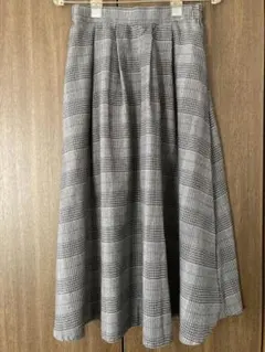シネマクラブグレンチェック チェックフレアスカート ロングスカート M
