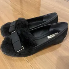 値下げ！ダイアナ　ファー　リボン　フラットシューズ