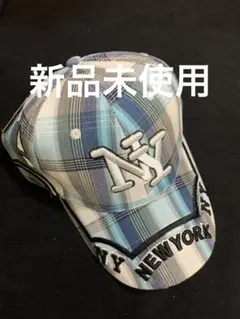 NY TOP チェック柄キャップ。新品未使用。