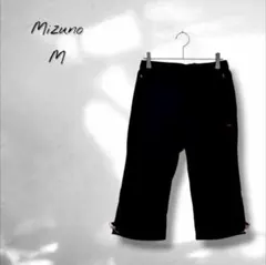 【ミズノ】レディースズボンパンツ ウエストゴム ロゴ 七分丈前後 黒ブラック M