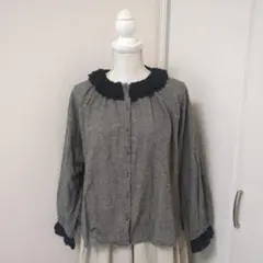 サマンサモスモス フリル付き襟の長袖シャツ