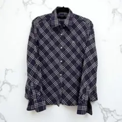 ふ*き様 BURBERRY バーバリー ノバチェック柄 長袖シャツ ネイビー L