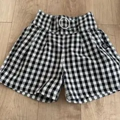 ブラックチェック柄 ハーフパンツ 140