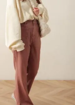 新品　WEGO　フロントポケットカラー　フレアパンツ　パンツ　ブラウン