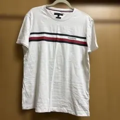 美品☆TOMMY HILFIGER ホワイト スリムフィット Tシャツ L