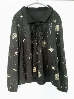 axes femme 星座プリント リボンタイ付き 長袖シャツ