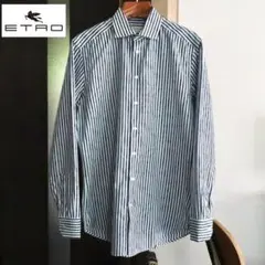 ETRO エトロ ダイヤ柄コットンニット地長袖シャツ イタリア製 Lサイズ 