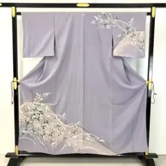 訪問着 作家物 友禅 葉模様に鳥 暈し KK-2182